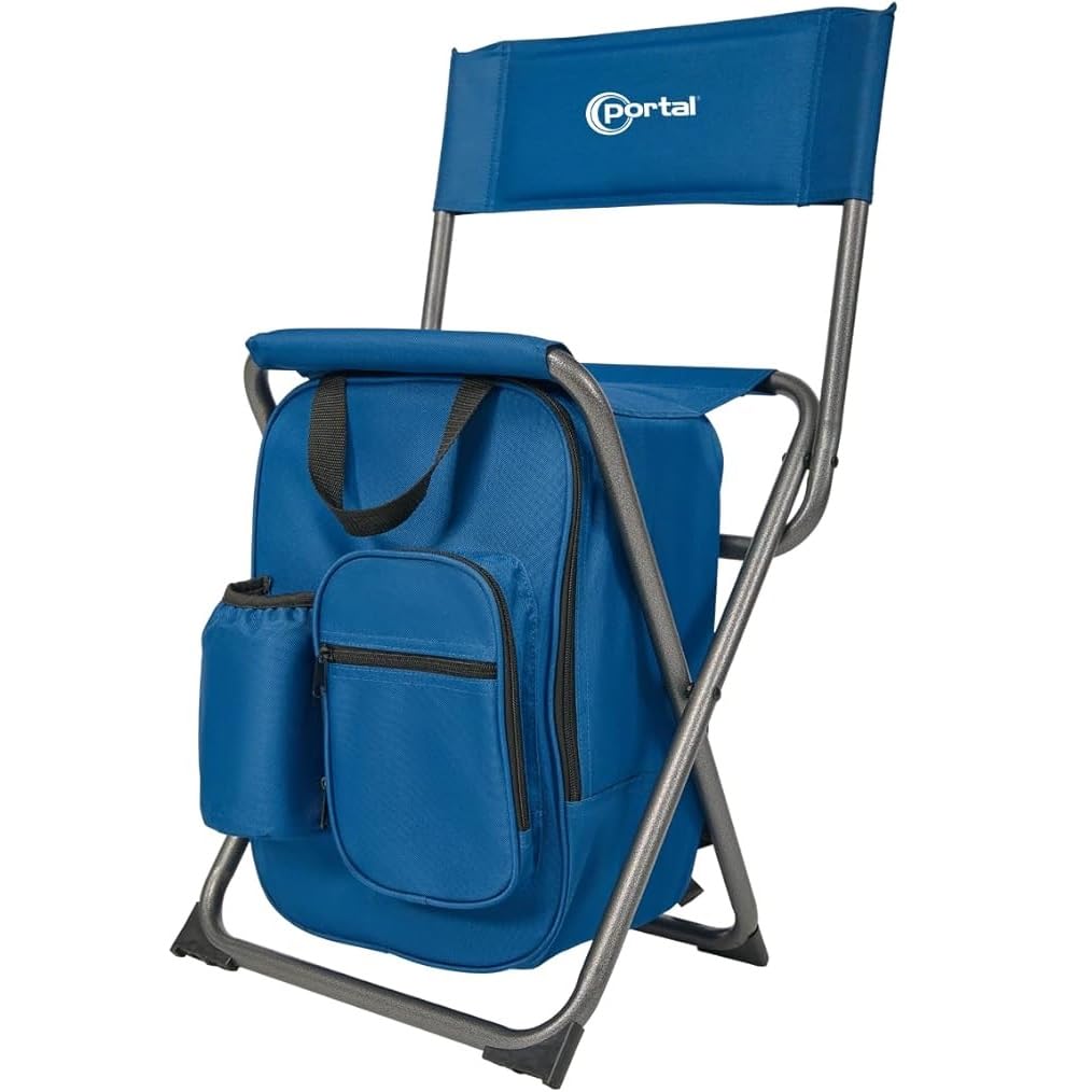 PORTAL Backpack Cooler Chair – Folding Camping Stool with Insulated Cooler & Backrest