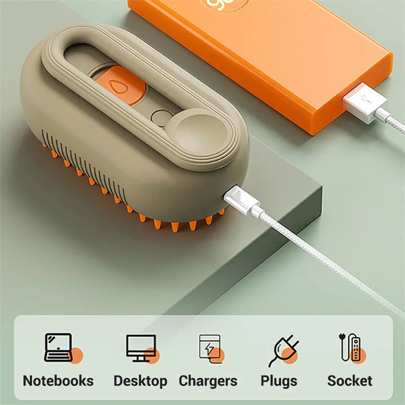 Brosse de toilettage électrique à vapeur 3-en-1 pour animaux de compagnie