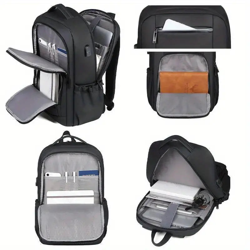 Men's Large Capacity Fashion Laptop Backpack — Oxford Cloth Travel & Work Bag (Black / Gray)