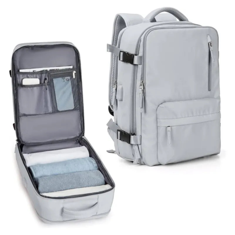Large Capacity Travel Laptop Backpack — Everyday & Adventure Bag (Pink / Black / Silver Gray / Beige / Light Purple)