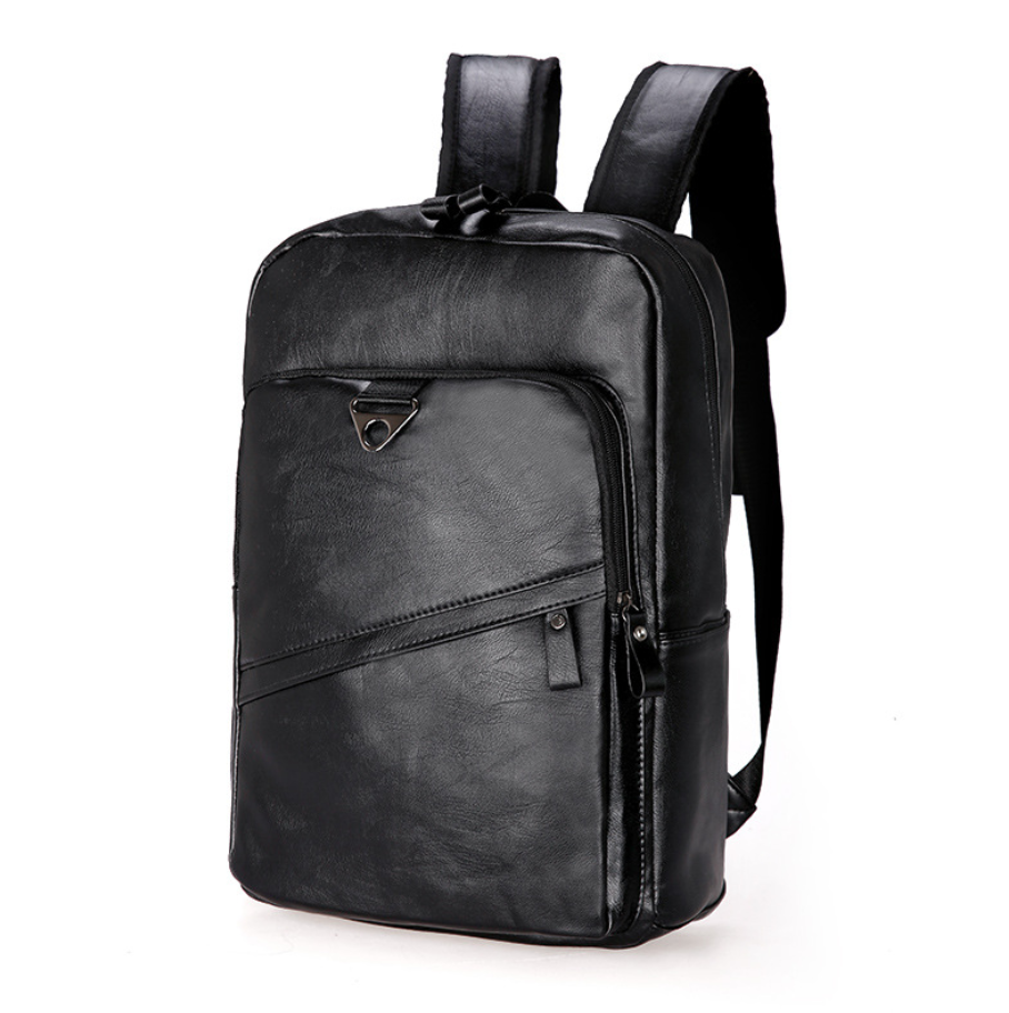 Sac à dos étudiant en cuir souple — Sac de voyage grande capacité (Noir / Marron / Kaki)