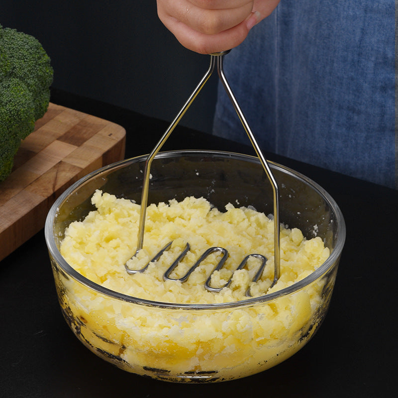 Stainless Steel Manual Potato Masher | Round Hole & Wavy Options