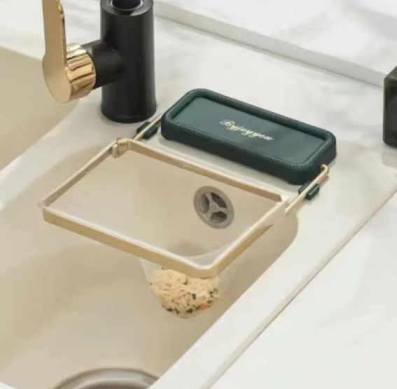 Kitchen Sink Filter Rack with Suction Cup - Disposable Leftovers Filter Pocket
