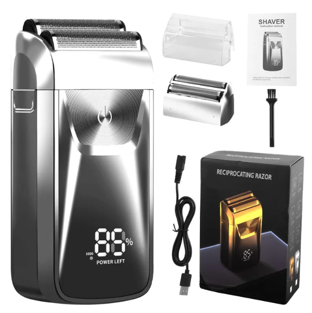 Rechargeable Cordless Hair Clipper – Quiet Motor, LED Display Option | Gold & Silver | 1-Hour Battery