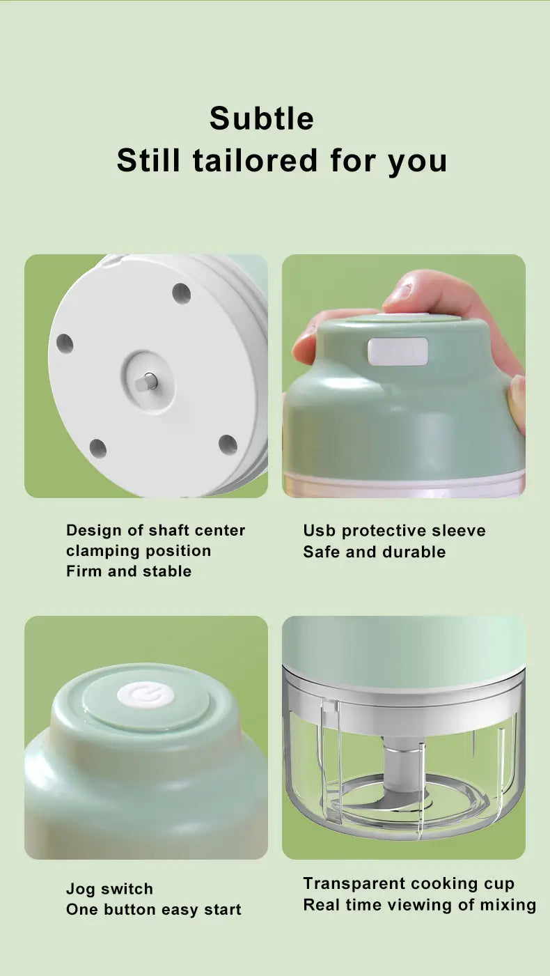 Handheld Electric Mini Garlic Chopper - 250ml Portable