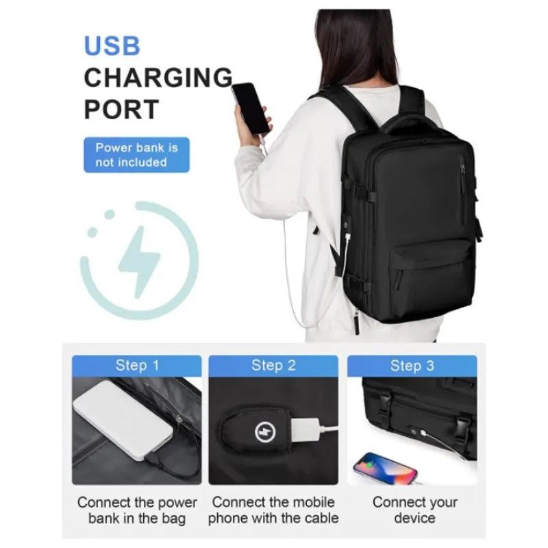 Large Capacity Travel Laptop Backpack — Everyday & Adventure Bag (Pink / Black / Silver Gray / Beige / Light Purple)