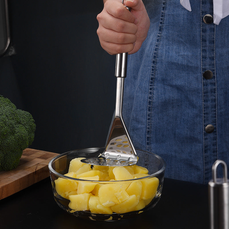 Stainless Steel Manual Potato Masher | Round Hole & Wavy Options