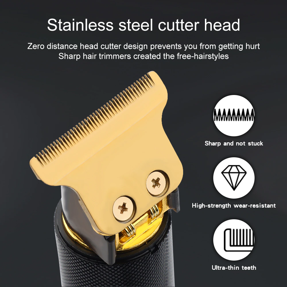 Professional Cordless Barber Hair Clipper & Beard Trimmer – Titanium T-Blade, 180-Min Battery, IPX4 Waterproof | Black/Gold/Aztec