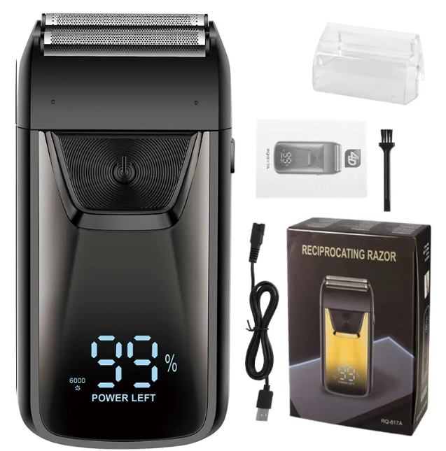 Rechargeable Cordless Hair Clipper – Quiet Motor, LED Display Option | Gold & Silver | 1-Hour Battery