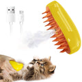 Dixvuk 3-in-1 Steam Pet Brush — Self-Cleaning Steamer Grooming Brush for Dogs & Cats (Yellow)