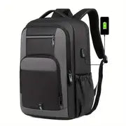 Men's Large Capacity Fashion Laptop Backpack — Oxford Cloth Travel & Work Bag (Black / Gray)