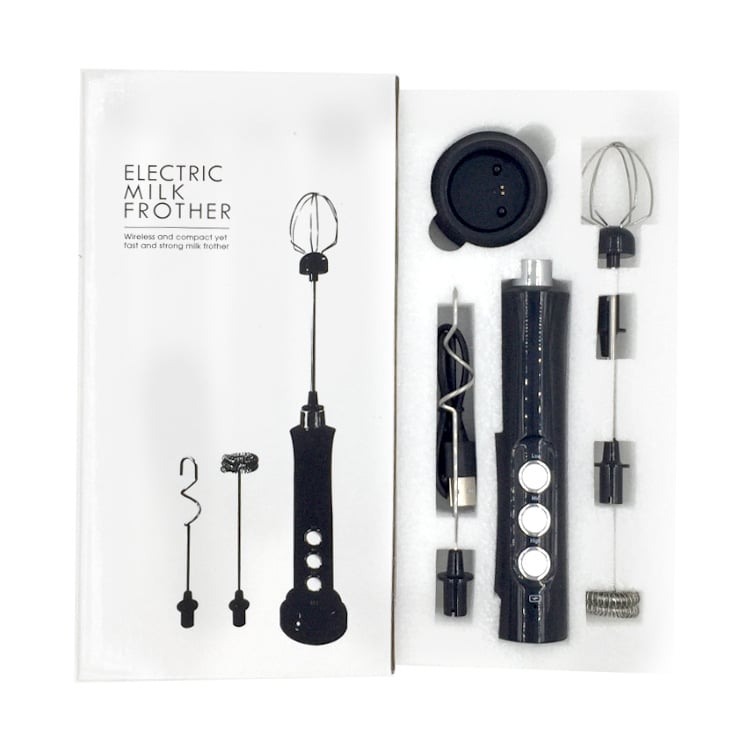 Mousseur à lait électrique rechargeable — Fouet en acier inoxydable pour café, latte et cappuccino