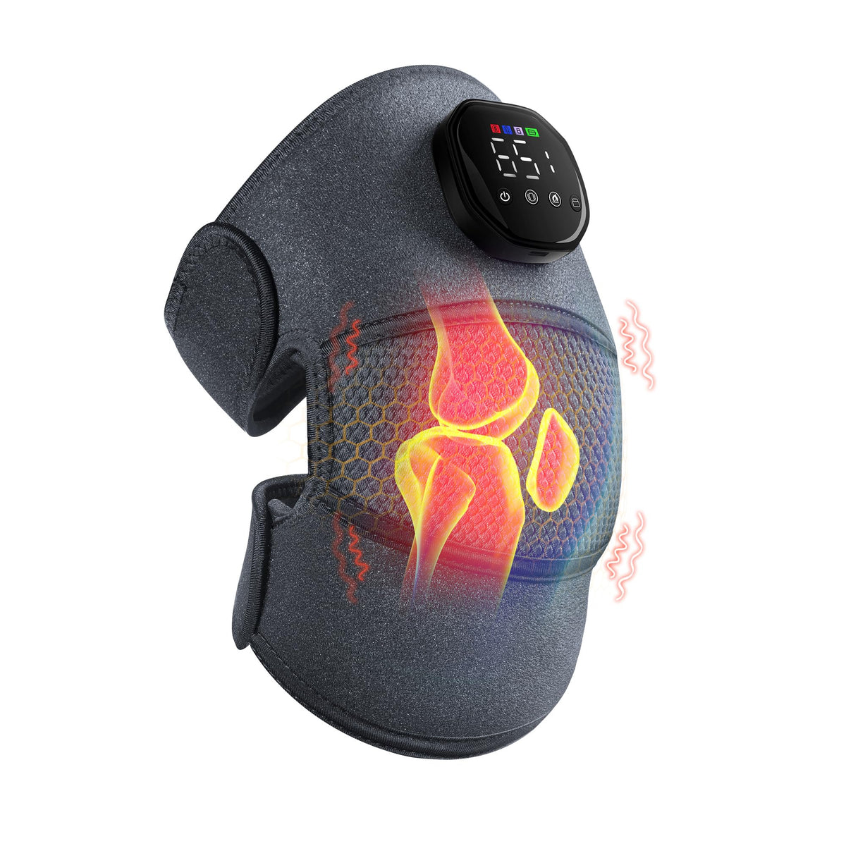 3-in-1 Cordless Knee Massager with Heat & Vibration – 5 Heat Levels, 5 Vibration Modes, Washable | Arthritis Relief