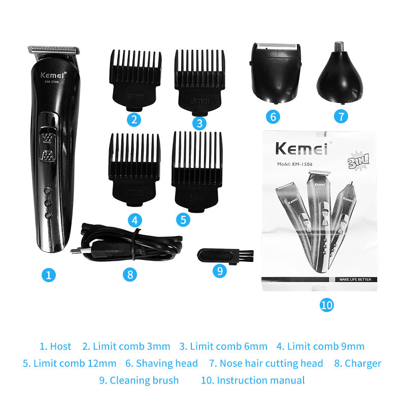 3-in-1 Electric Hair Clipper & Trimmer
