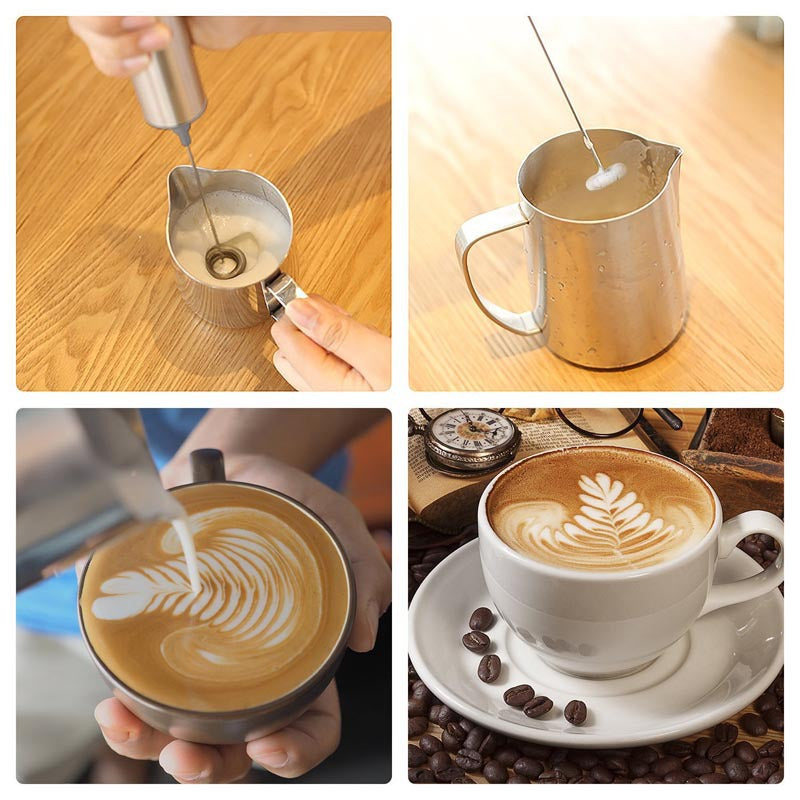 Handheld Electric Milk Frother & Mixer — Portable Stainless Steel Foam Maker for Coffee & Drinks