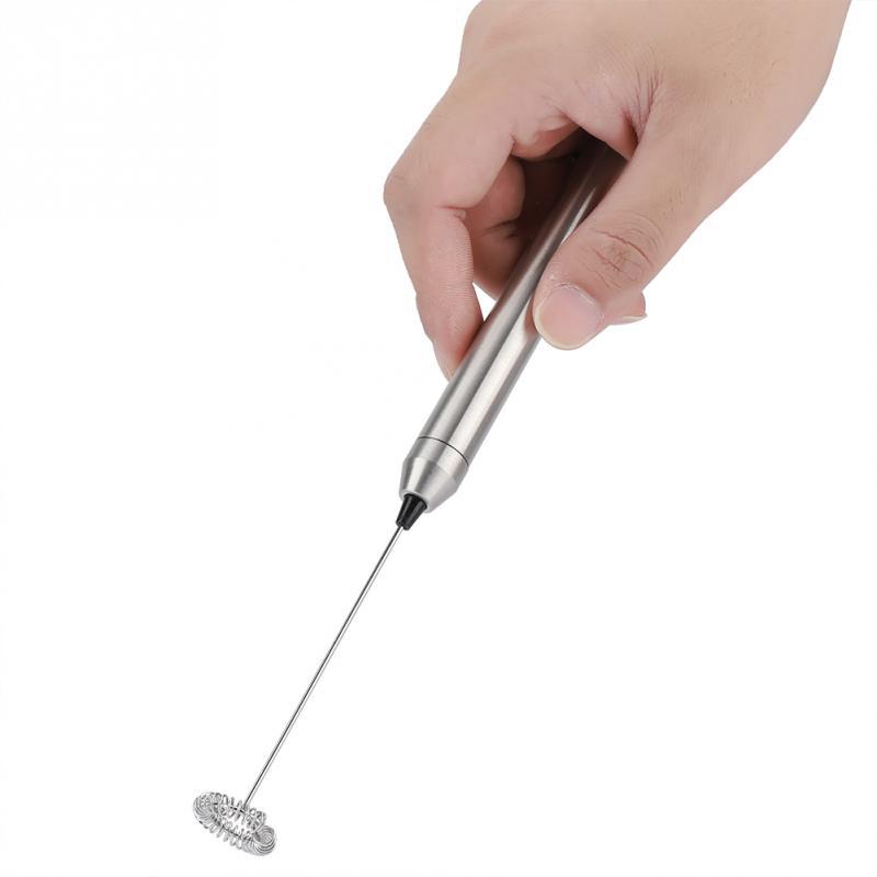 Stainless Steel Electric Milk Frother with Cleaning Brush — Portable Foam Maker for Coffee & Latte