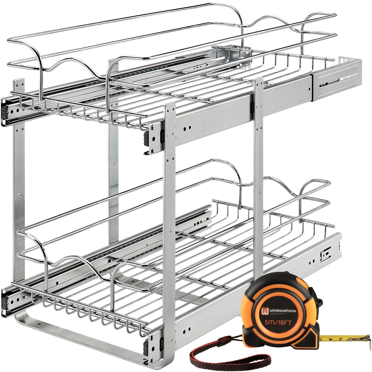 Rev-A-Shelf 2-Tier Pull-Out Cabinet Organizer — 12x22 in Sliding Kitchen Cabinet Storage Shelf