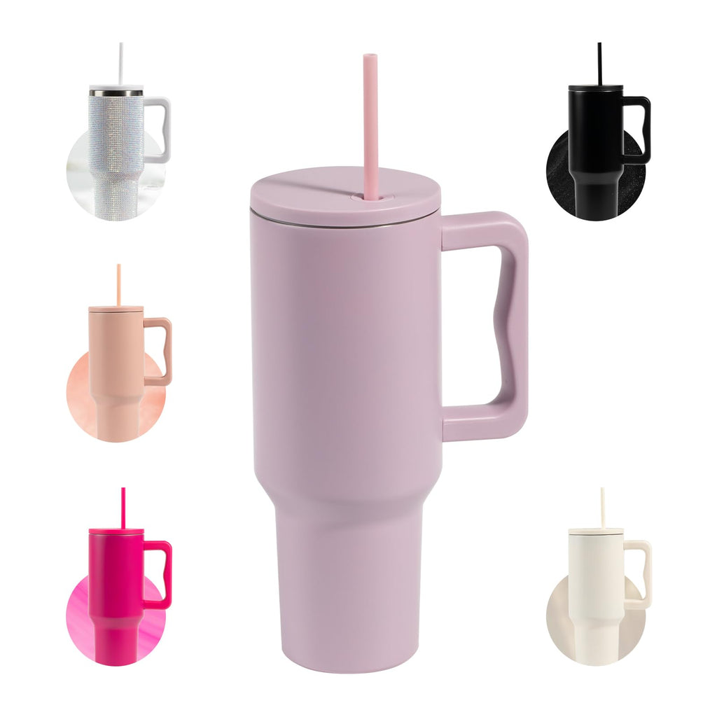Gobelet isotherme en acier inoxydable 40 oz avec poignée Naivees — Gobelet à double paroi isolée sous vide pour boissons chaudes et froides