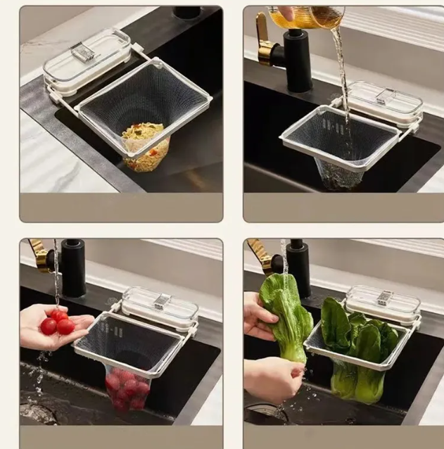 Kitchen Sink Filter Rack with Suction Cup - Disposable Leftovers Filter Pocket