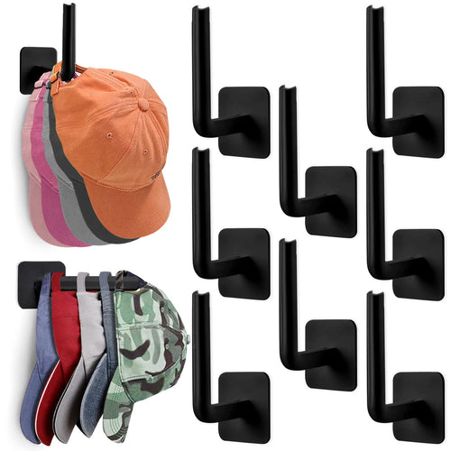 Porte-casquettes mural en acrylique – Adhésif, sans perçage | Lot de 8, noir