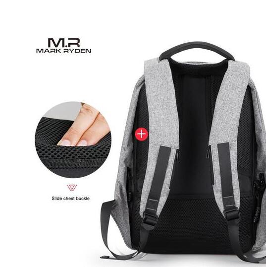 Laptop Business Backpack Rucksack with USB Charging Port — Professional Travel & Work Bag (Gray / Black)