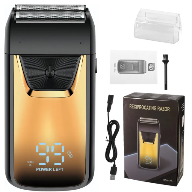 Rechargeable Cordless Hair Clipper – Quiet Motor, LED Display Option | Gold & Silver | 1-Hour Battery