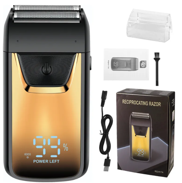 Rechargeable Cordless Hair Clipper – Quiet Motor, LED Display Option | Gold & Silver | 1-Hour Battery