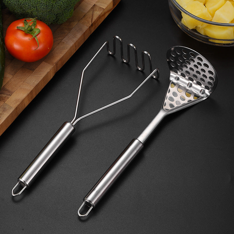 Stainless Steel Manual Potato Masher | Round Hole & Wavy Options