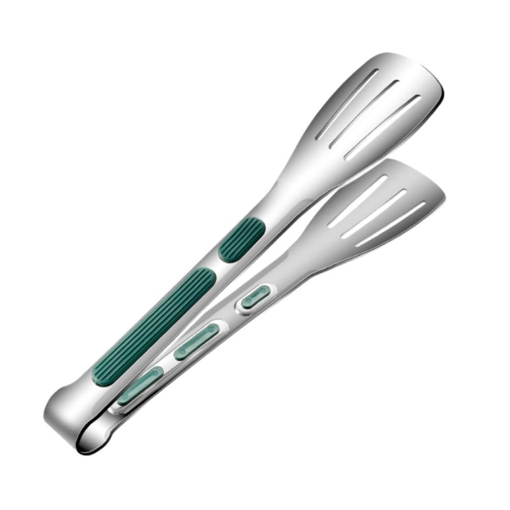 Stainless Steel Kitchen Tongs with Silicone Handle — Dishwasher Safe Cooking Tongs (Medium)