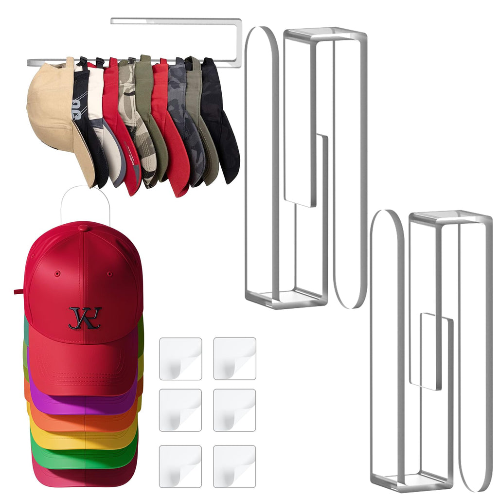 Clear Acrylic Hat Rack for Wall – Adhesive Mount | 4 Pack