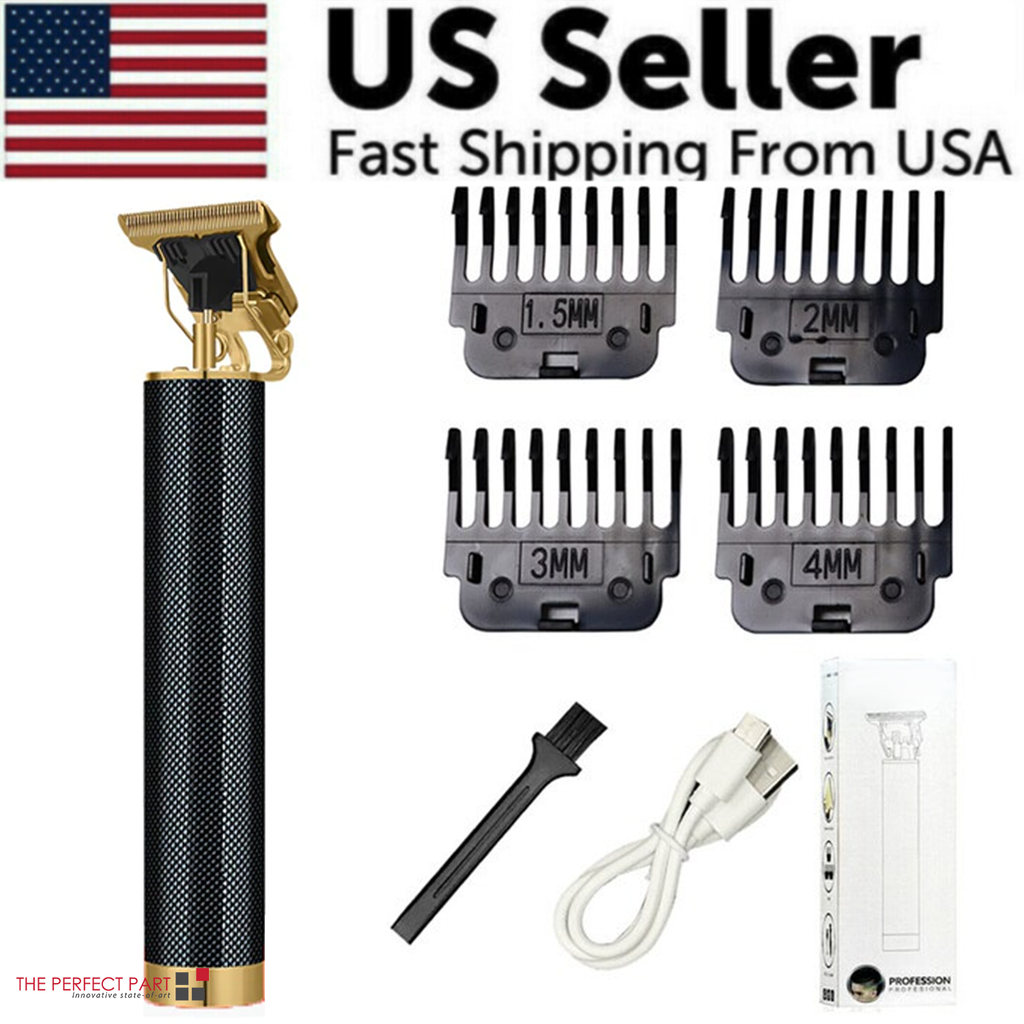 Professional Cordless Barber Hair Clipper & Beard Trimmer – Titanium T-Blade, 180-Min Battery, IPX4 Waterproof | Black/Gold/Aztec