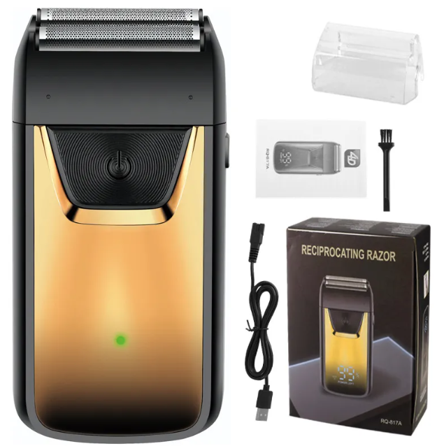 Rechargeable Cordless Hair Clipper – Quiet Motor, LED Display Option | Gold & Silver | 1-Hour Battery