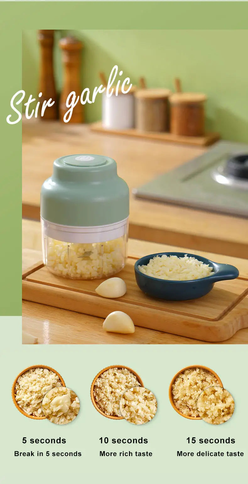 Handheld Electric Mini Garlic Chopper - 250ml Portable