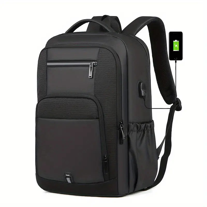 Men's Large Capacity Fashion Laptop Backpack — Oxford Cloth Travel & Work Bag (Black / Gray)