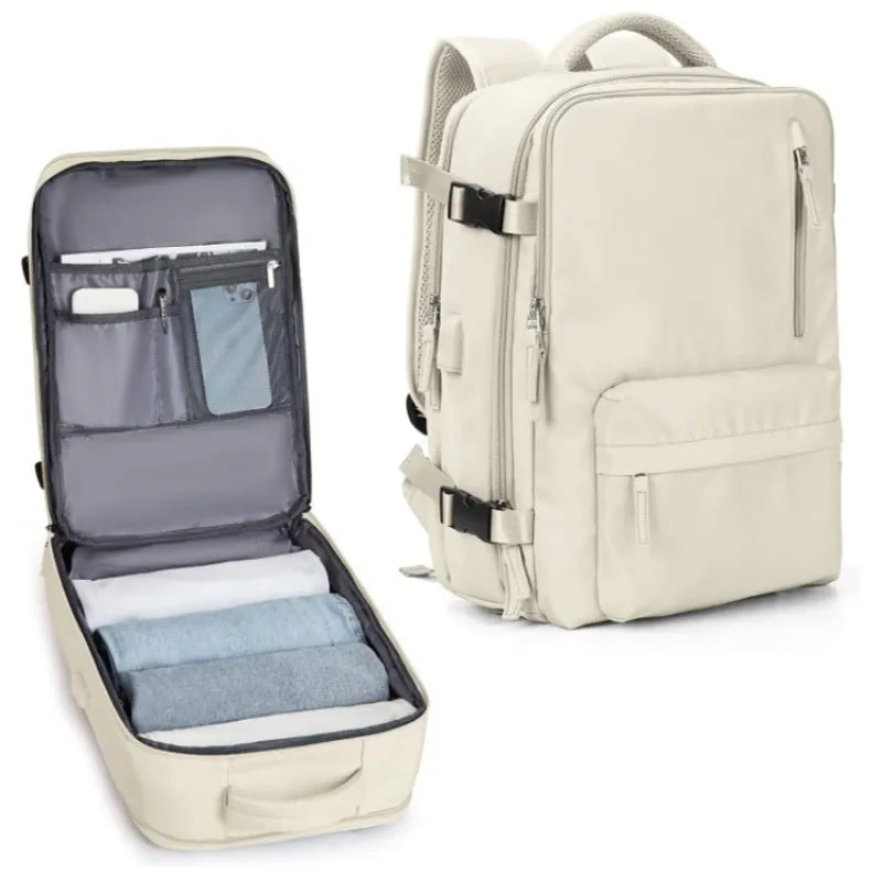 Large Capacity Travel Laptop Backpack — Everyday & Adventure Bag (Pink / Black / Silver Gray / Beige / Light Purple)