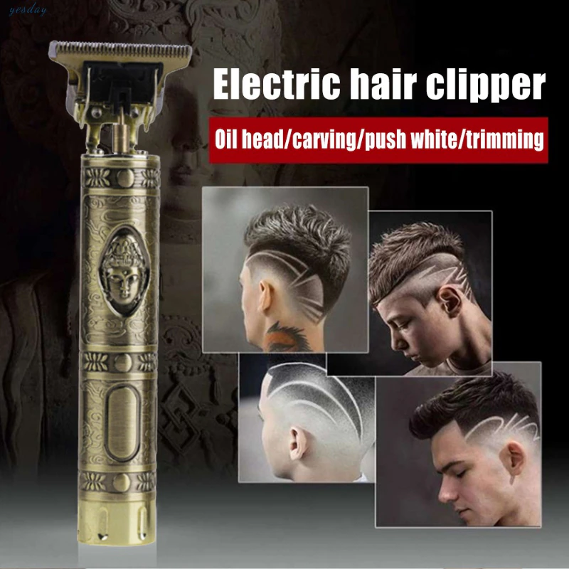 Professional Cordless Barber Hair Clipper & Beard Trimmer – Titanium T-Blade, 180-Min Battery, IPX4 Waterproof | Black/Gold/Aztec