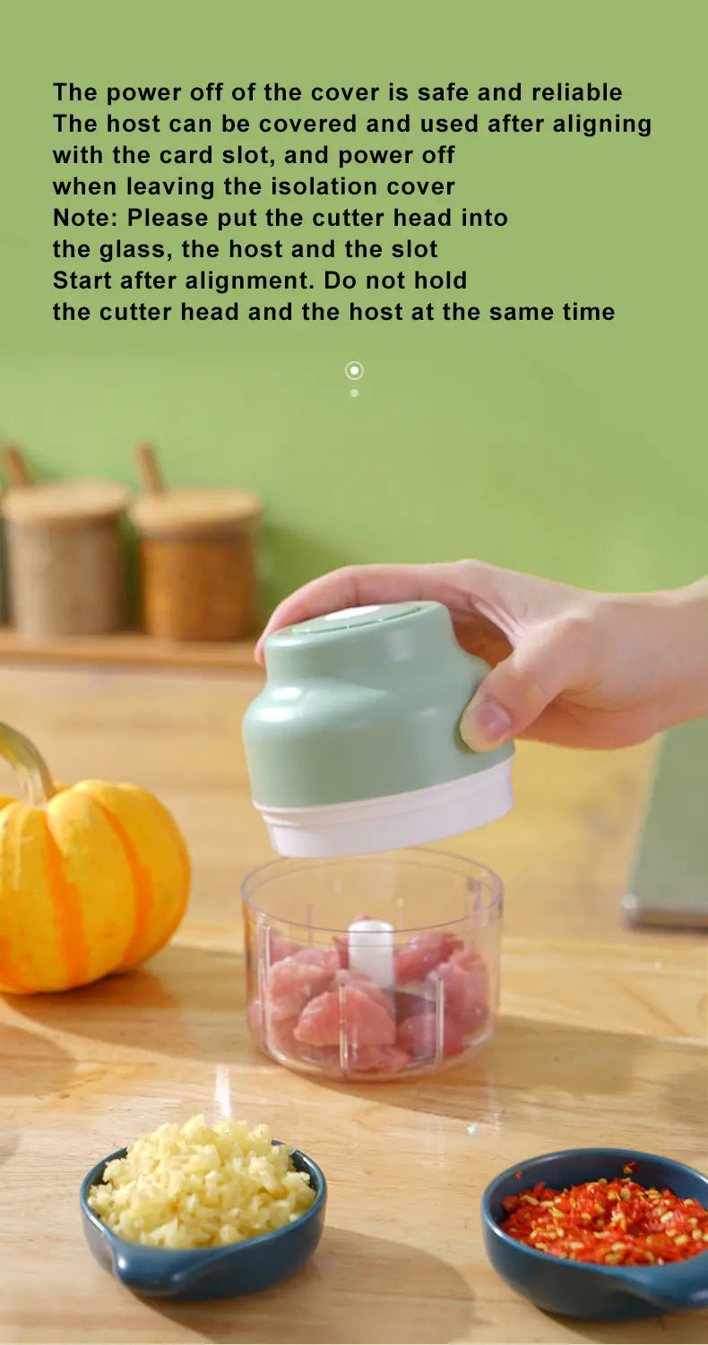 Handheld Electric Mini Garlic Chopper - 250ml Portable