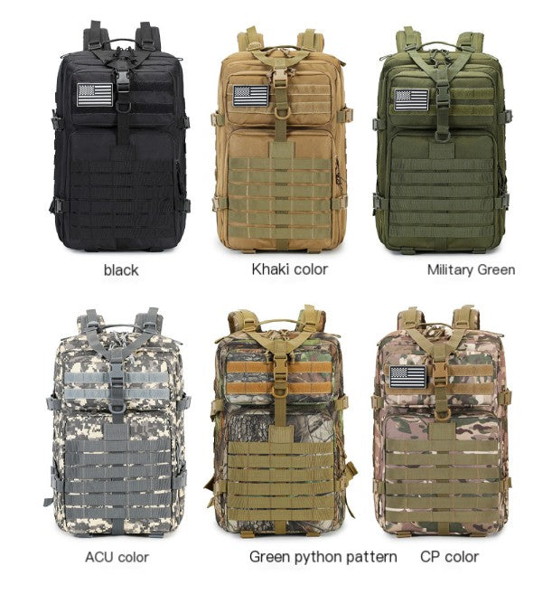 Sac à dos militaire tactique – Modèle extérieur en tissu Oxford | 5 couleurs | 1,32 kg