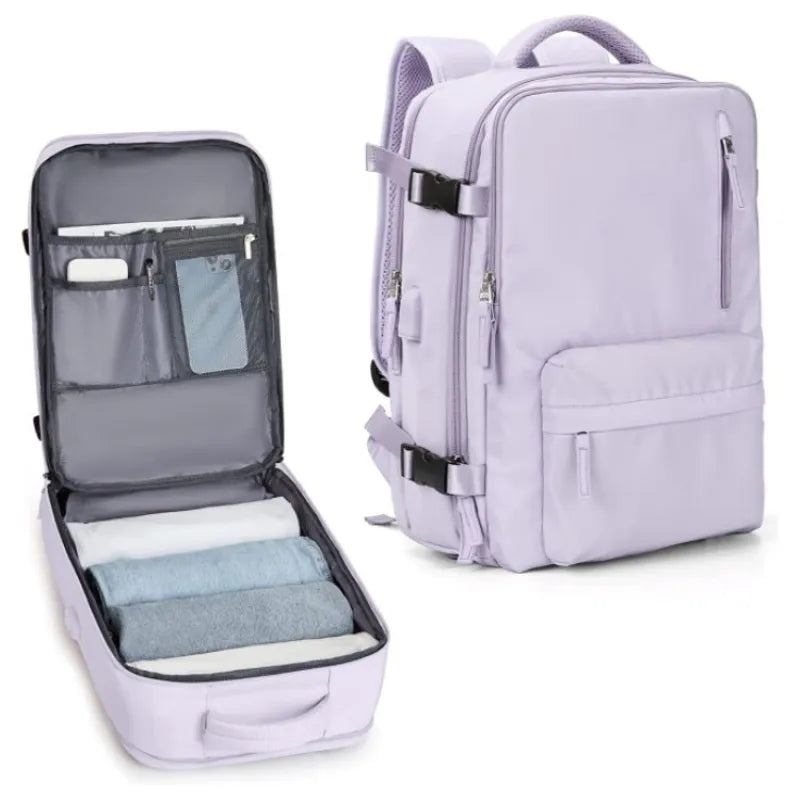 Large Capacity Travel Laptop Backpack — Everyday & Adventure Bag (Pink / Black / Silver Gray / Beige / Light Purple)