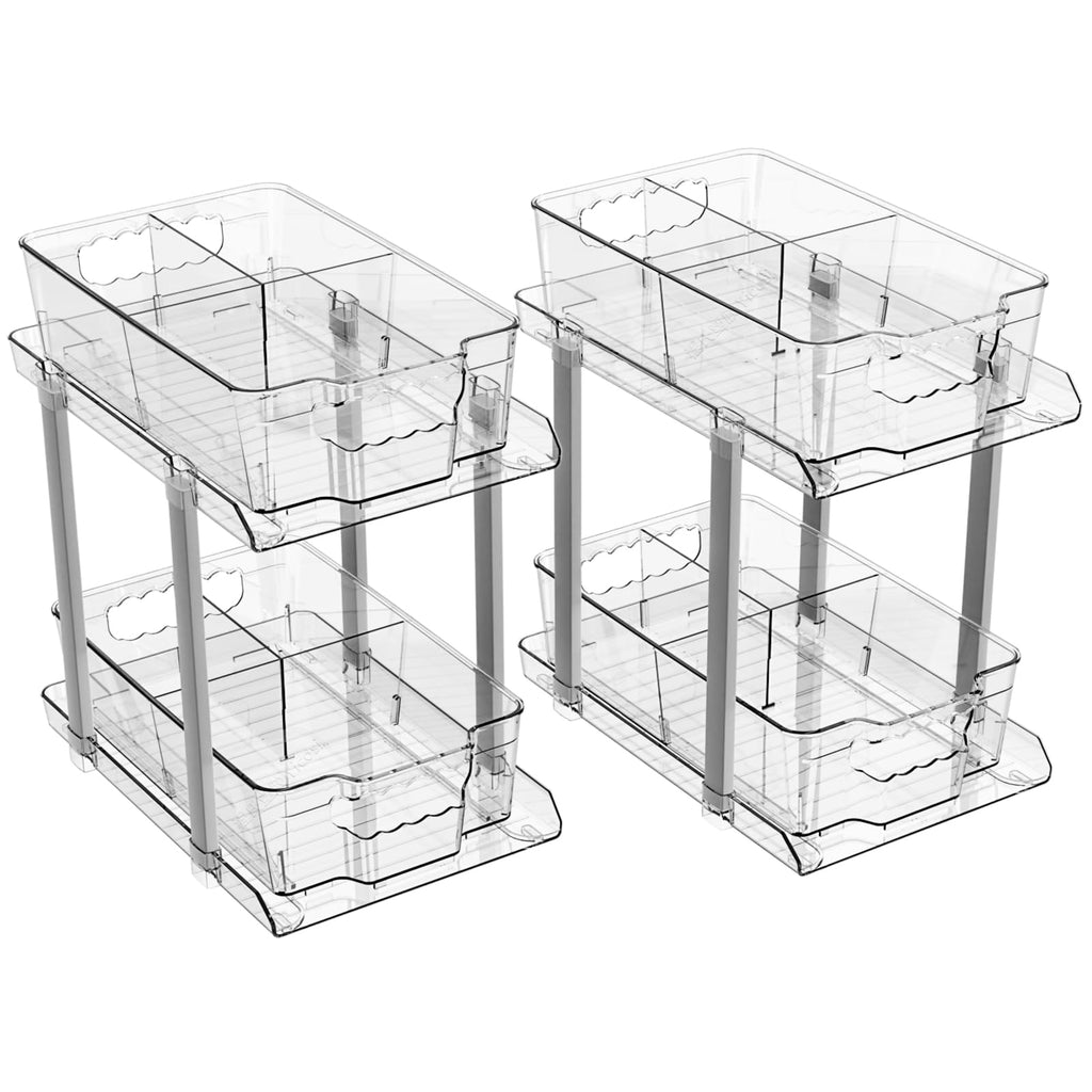 Yieach 2-Tier Bathroom Cabinet Organizer — Set of 2 Medium Under Sink & Countertop Storage Shelf