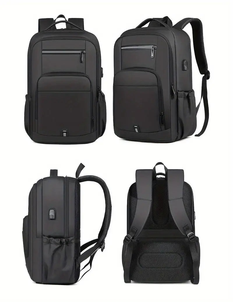 Men's Large Capacity Fashion Laptop Backpack — Oxford Cloth Travel & Work Bag (Black / Gray)
