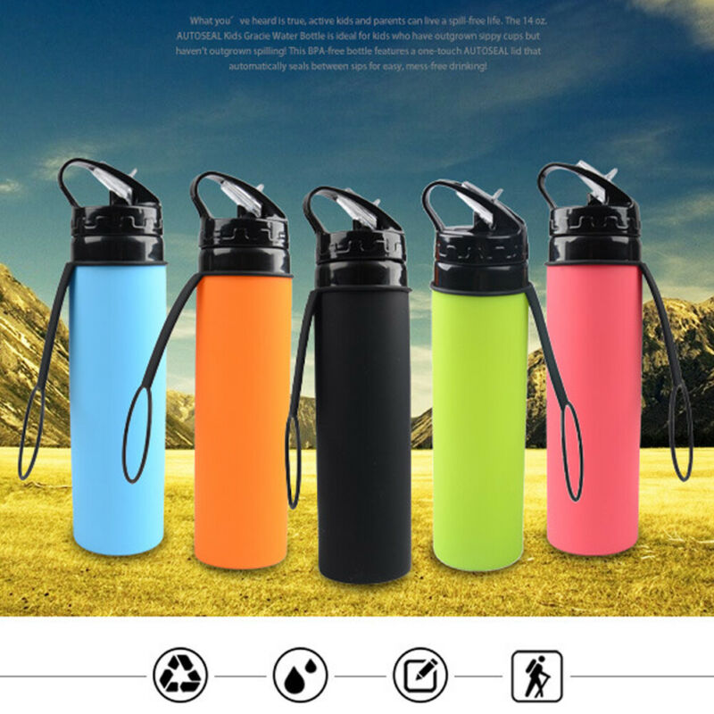 Gourde de sport en silicone pour activités en plein air — Gourde légère, pliable et sans BPA