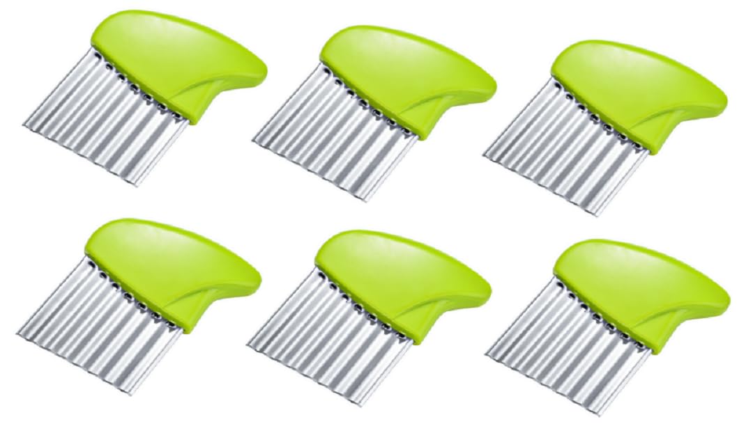Crinkle Wavy Vegetable Slicer Set — Stainless Steel French Fry & Chip Cutter (6 Pieces)