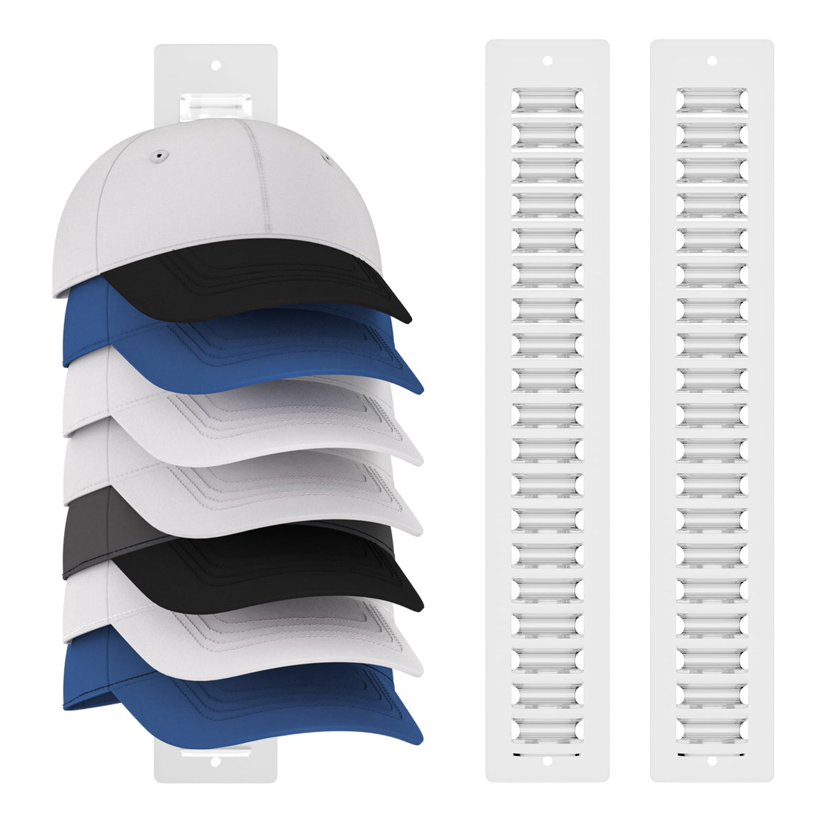 Organisateur de casquettes de baseball – Support mural adhésif pour chapeaux, peut contenir 19 casquettes | Lot de 2