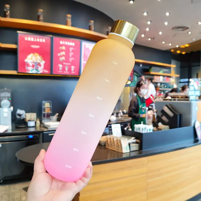 Bouteille d'eau dégradée 1000 ml avec marqueur de temps — Gourde motivante sans BPA