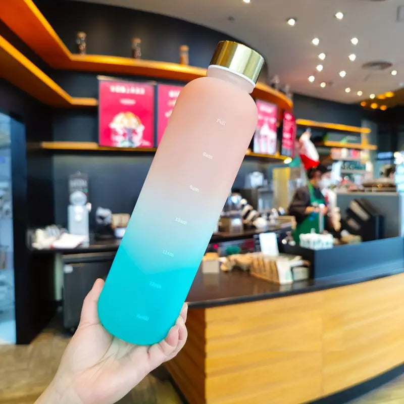 Bouteille d'eau dégradée 1000 ml avec marqueur de temps — Gourde motivante sans BPA