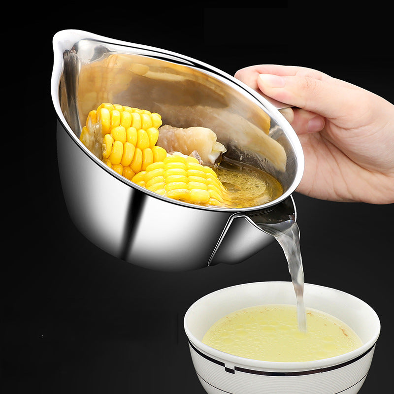 Bol séparateur d'huile et passoire en acier inoxydable 304 — Séparateur de graisse pour bouillons et sauces