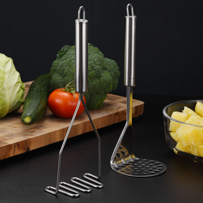 Stainless Steel Manual Potato Masher | Round Hole & Wavy Options