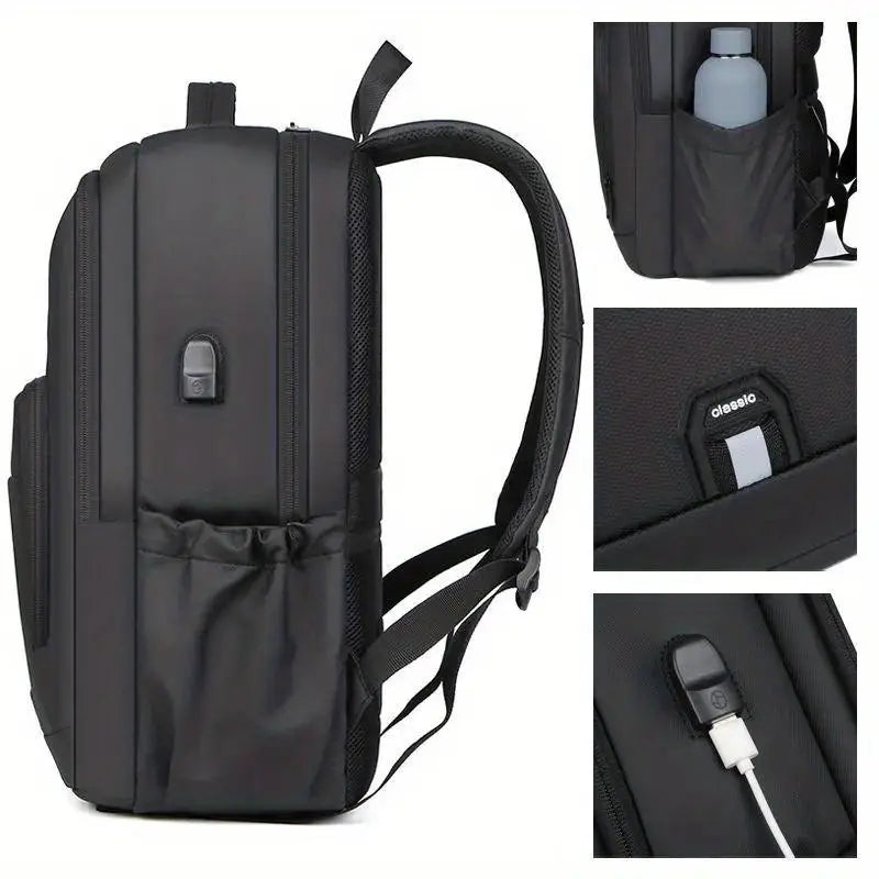 Men's Large Capacity Fashion Laptop Backpack — Oxford Cloth Travel & Work Bag (Black / Gray)