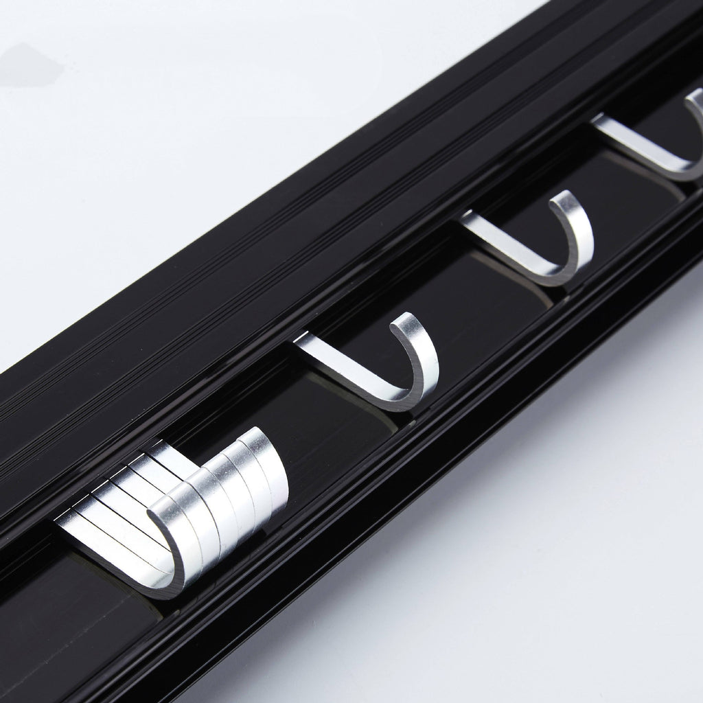 Wall-Mounted Space Aluminum Kitchen Knife Rack | Black & Silver, 30-60cm